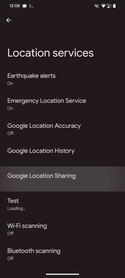 google-location-sharing-settings-page
